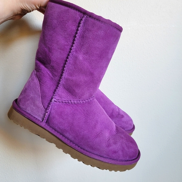 UGG Shoes - UGG Classic Short Sheepskin Boots in Fuschia Purple Plum Color